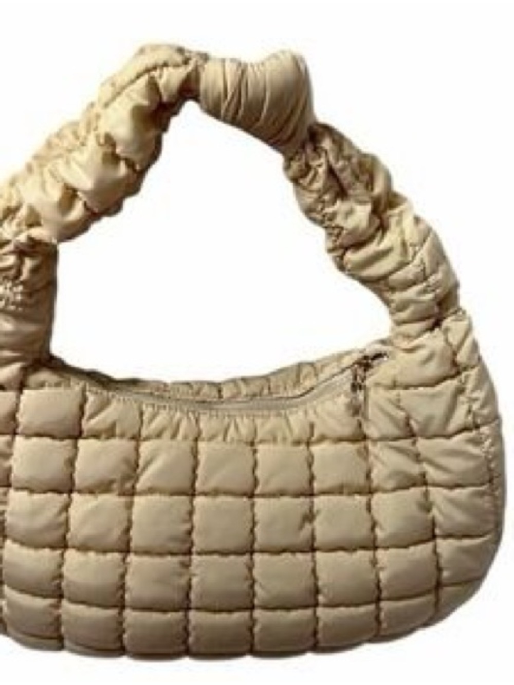 Urban Expressions Quilted Hobo Shoulder Bag in Beige